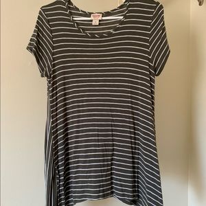 Green and white striped top